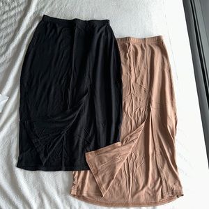 Black and nude pencil skirt with split